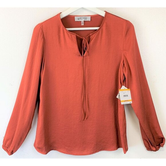 NWT Kasper Tie Neck Blouse - Picture 2 of 9